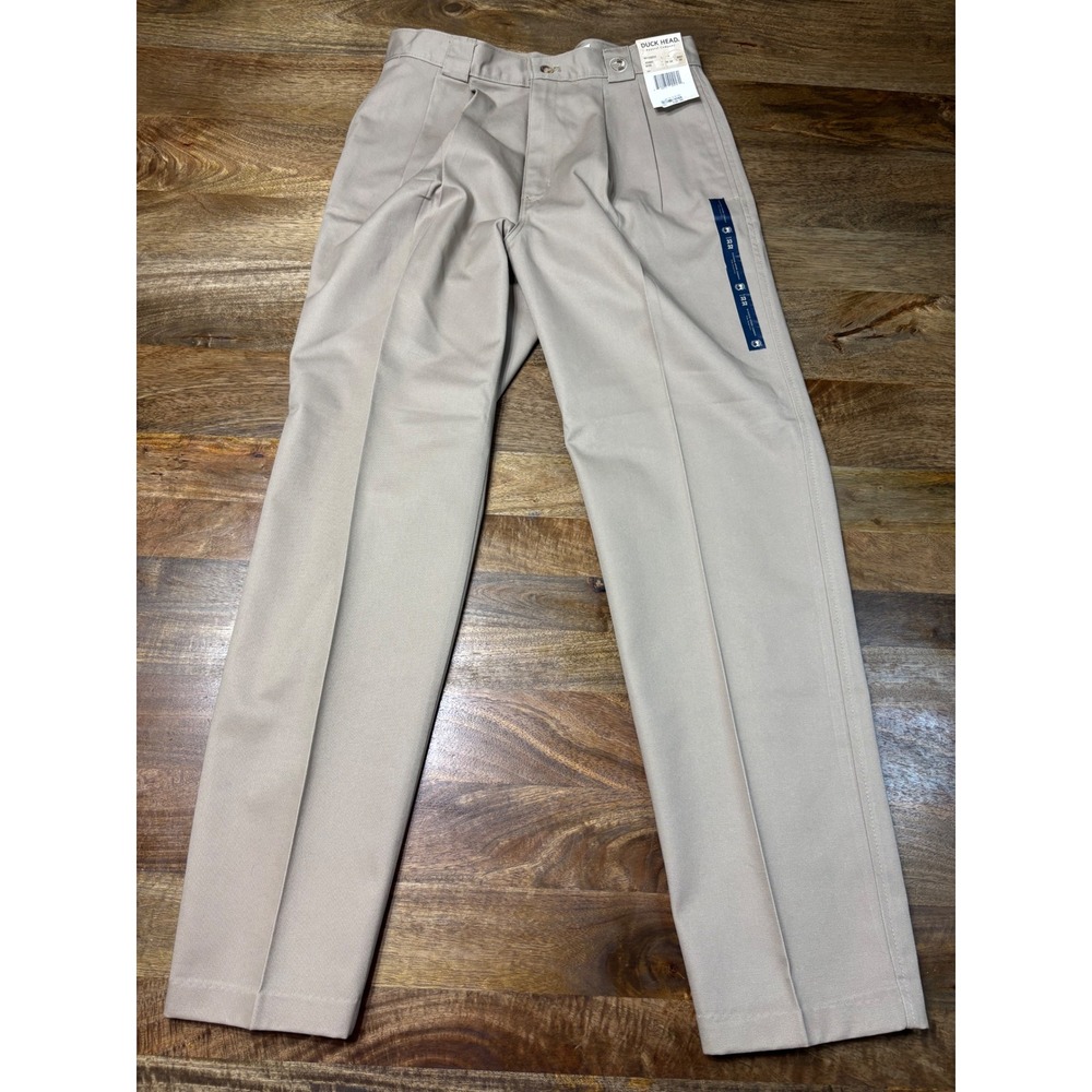 BNWT! Duck Head Mens Khaki Pleated Twill Pants 33x32 Classic Fit Wrinkle Free